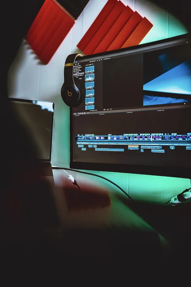 Radni sto za montažu s monitorom i timelineom